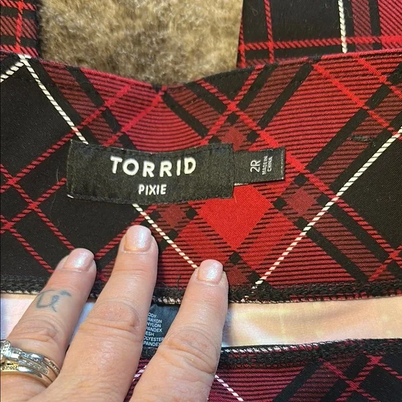 Torrid pixie pull on pants in black and red checked - Picture 3 of 3